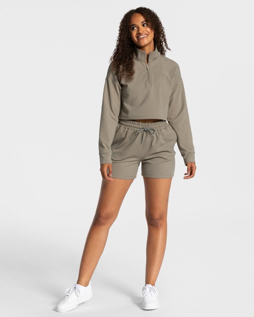 TEVEO Charming Oversized Shorts Hnědožlutý | XLIS-93614