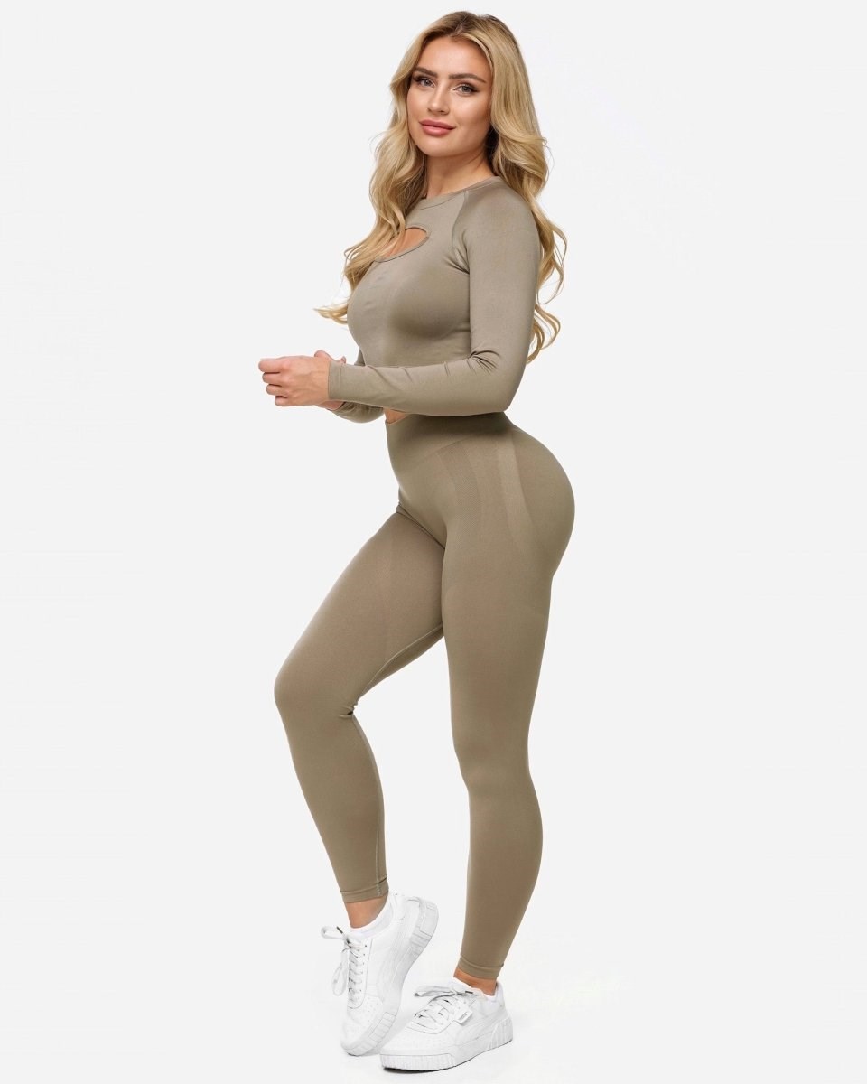 TEVEO Charming Scrunch Leggings Hnědožlutý | RANK-74615