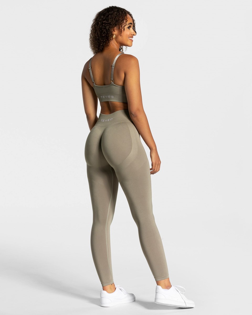 TEVEO Charming Scrunch Leggings Hnědožlutý | RANK-74615