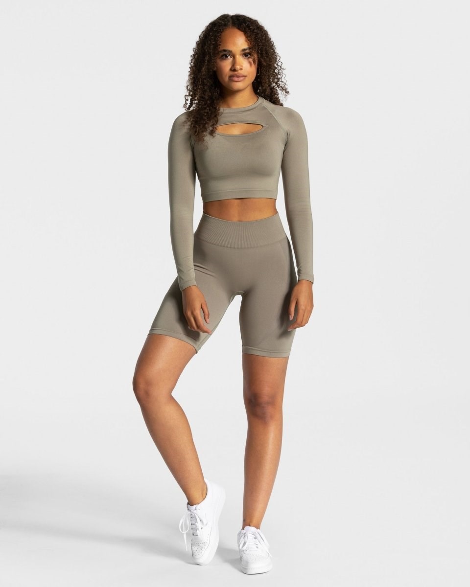TEVEO Charming Scrunch Shorts Hnědožlutý | HAVL-94318