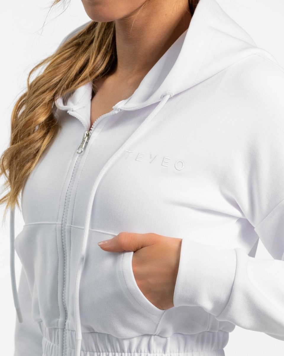 TEVEO Classic Zip Hoodie Bílé | GCZO-37698