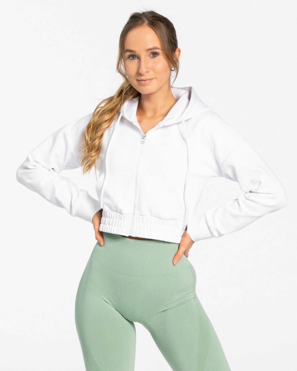 TEVEO Classic Zip Hoodie Bílé | GCZO-37698