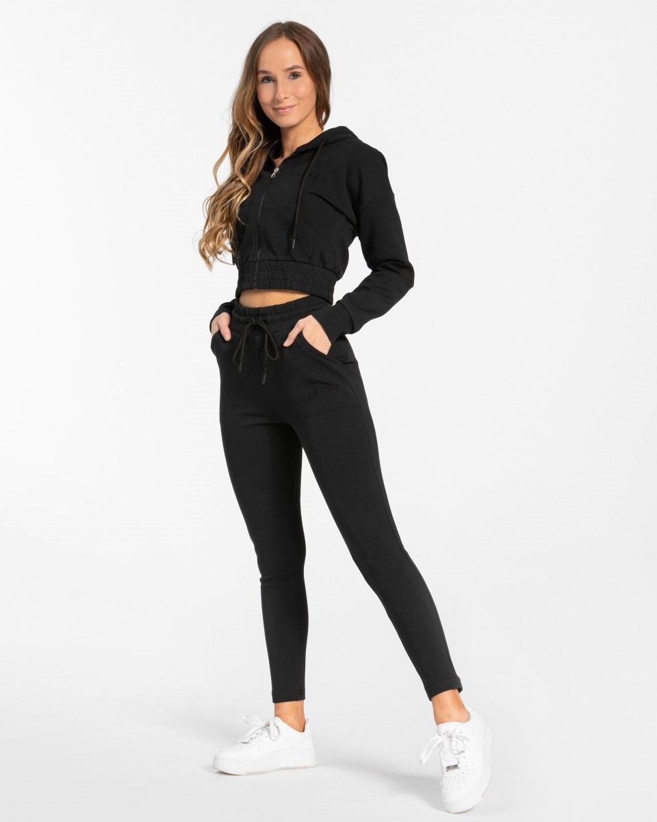 TEVEO Classic Zip Hoodie Černé | FUVT-56819