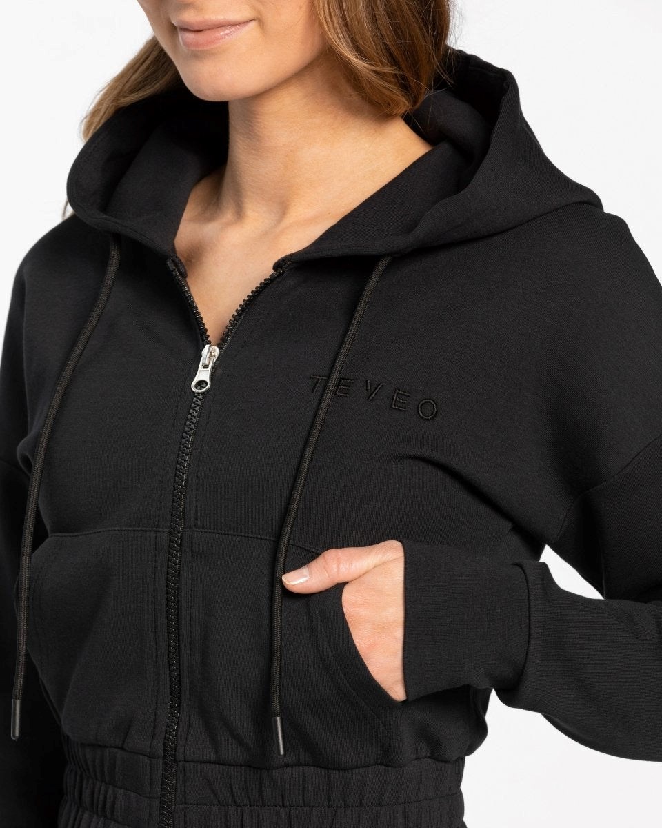 TEVEO Classic Zip Hoodie Černé | FUVT-56819