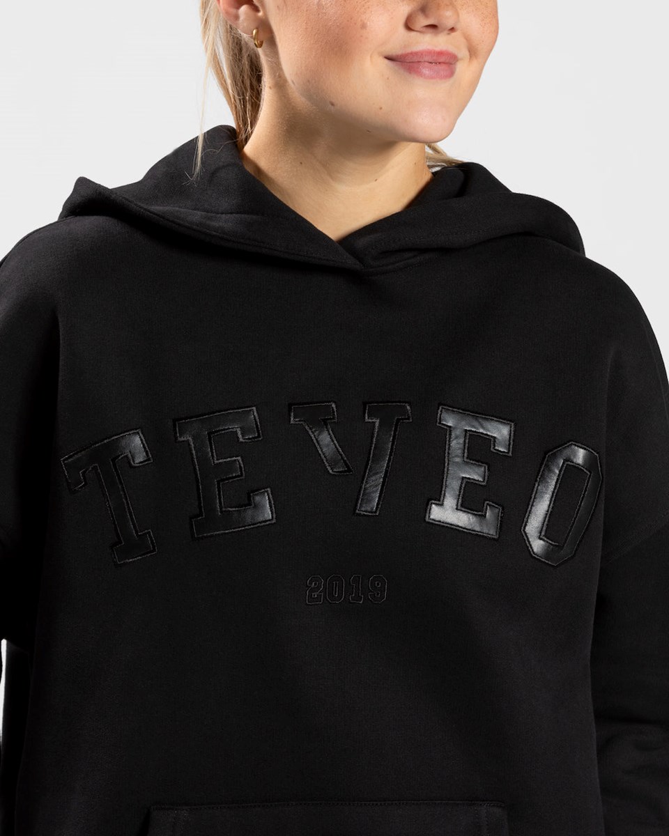 TEVEO College Oversized Hoodie Černé | JGVI-14895