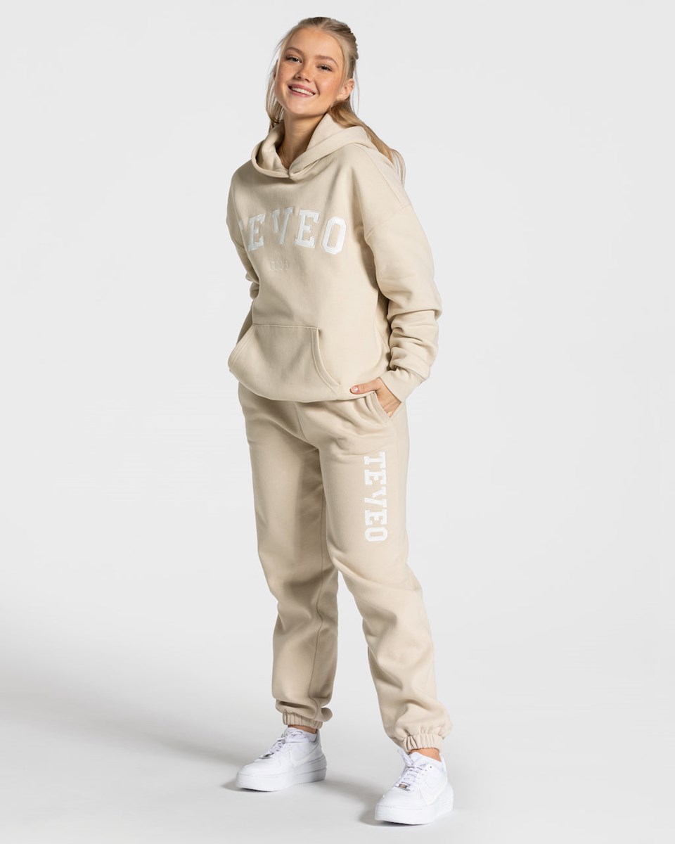 TEVEO College Oversized Jogger Béžový | KYFM-94132