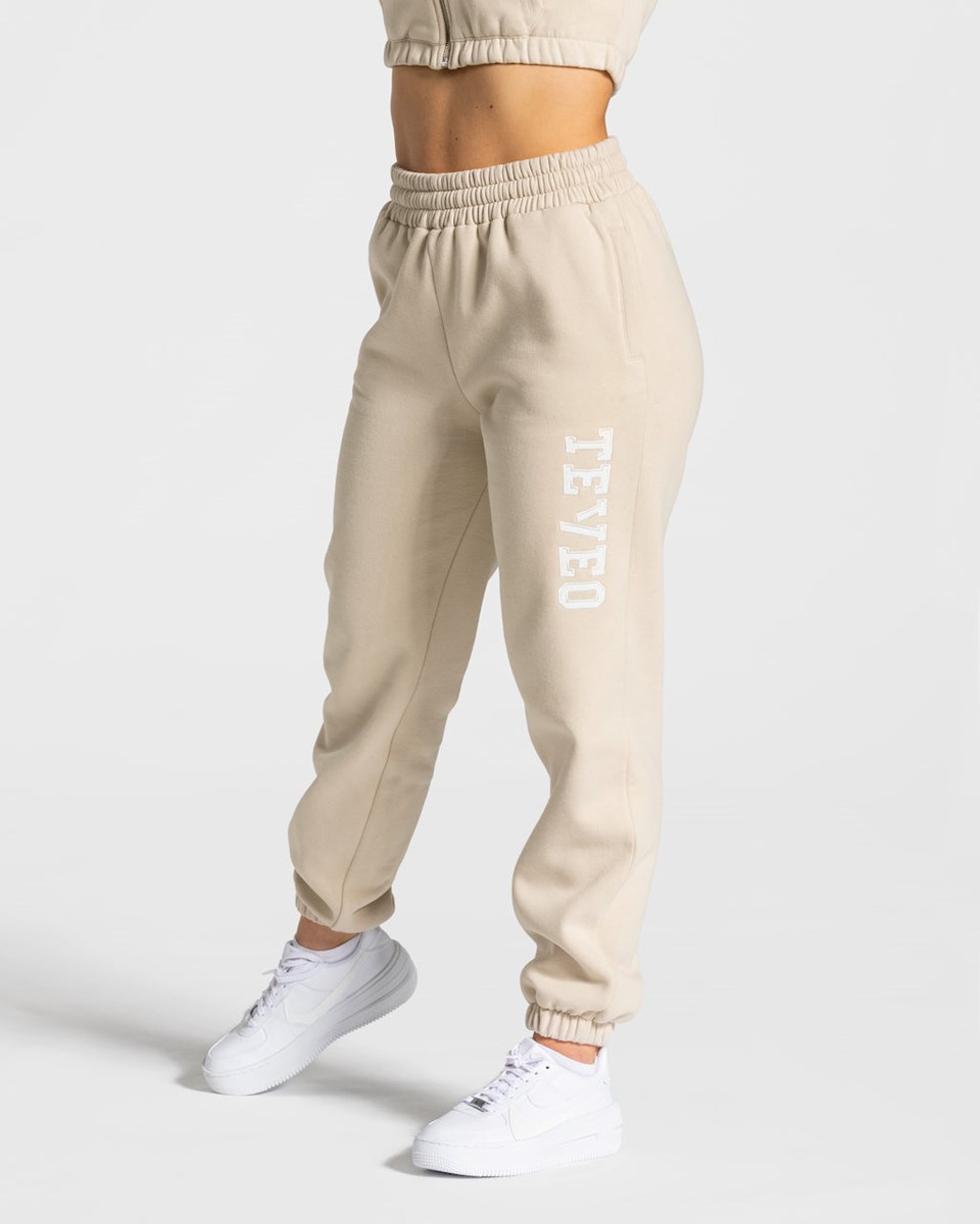 TEVEO College Oversized Jogger Béžový | KYFM-94132