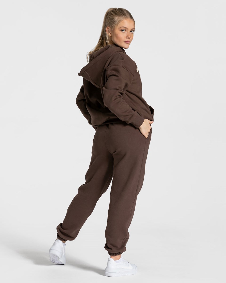 TEVEO College Oversized Jogger Tmavě Hnědé | HOVE-24897