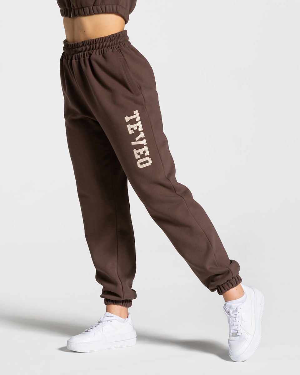 TEVEO College Oversized Jogger Tmavě Hnědé | HOVE-24897