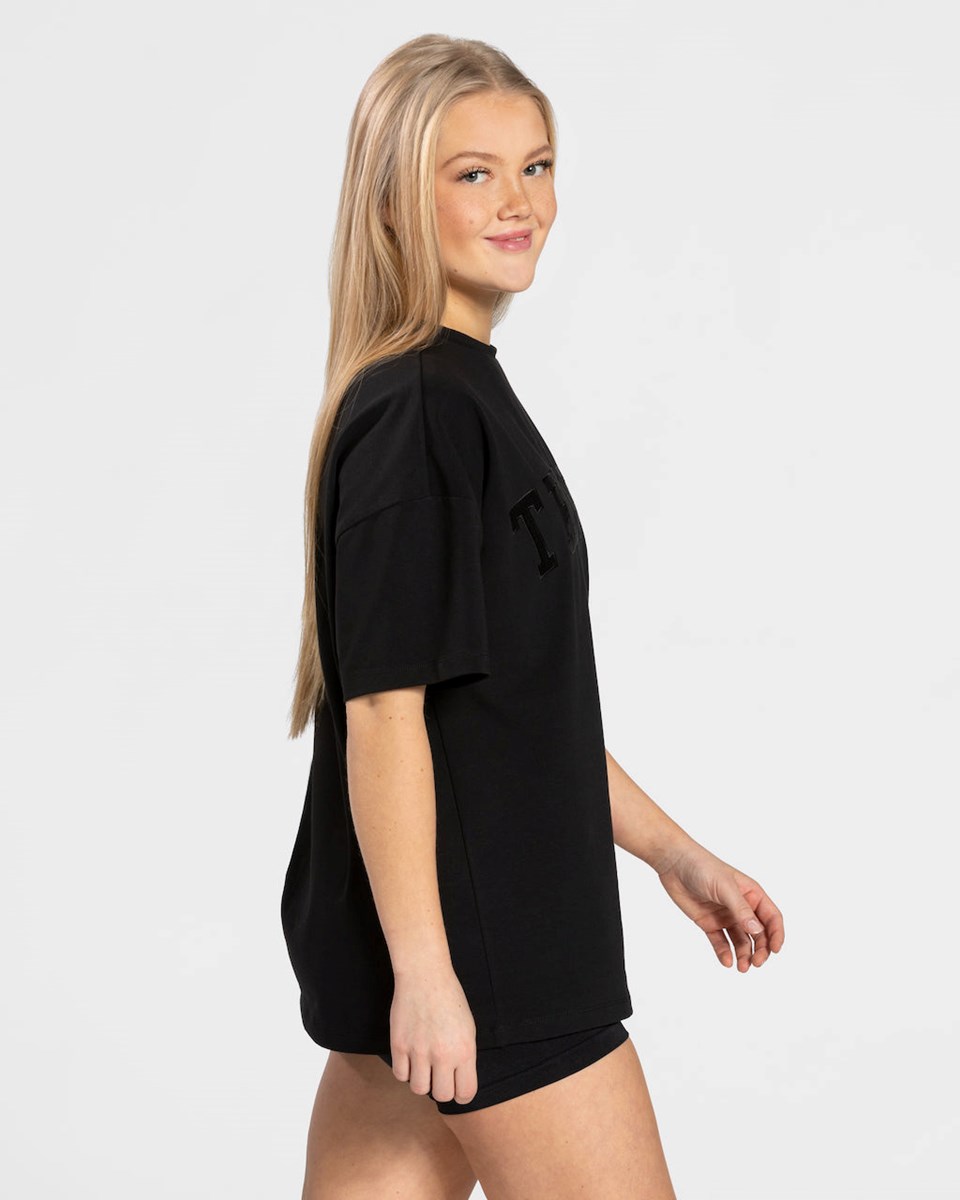 TEVEO College Oversized T-Shirt Černé | FATH-14895