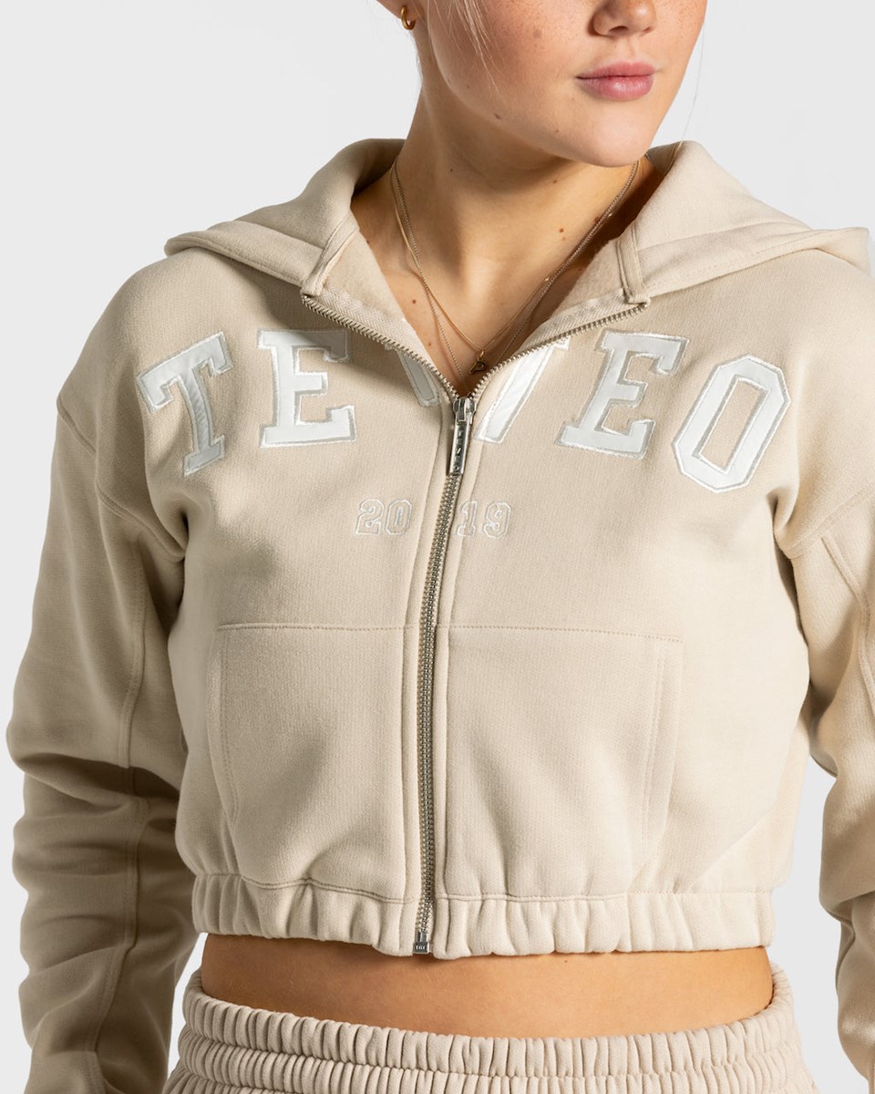 TEVEO College Zip Hoodie Béžový | IEZT-36597