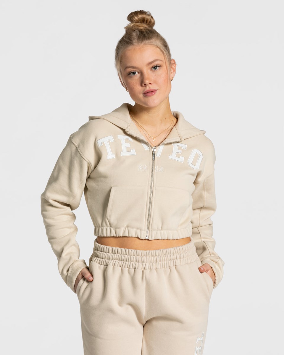 TEVEO College Zip Hoodie Béžový | IEZT-36597