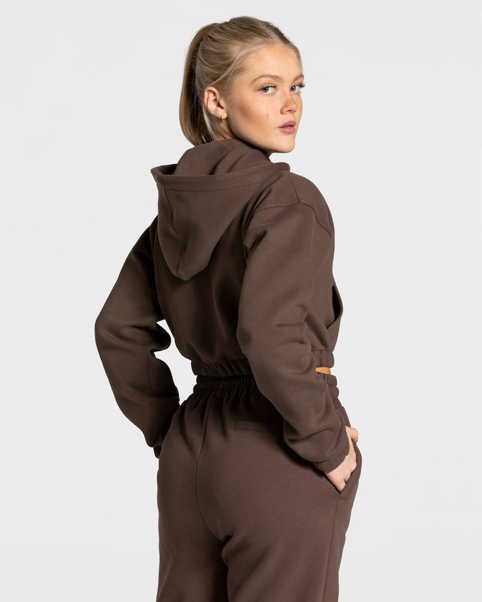 TEVEO College Zip Hoodie Tmavě Hnědé | OTVP-06952