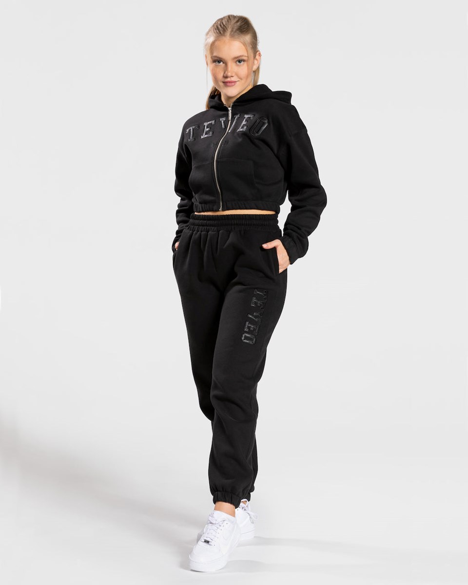 TEVEO College Zip Hoodie Černé | BXCT-86357