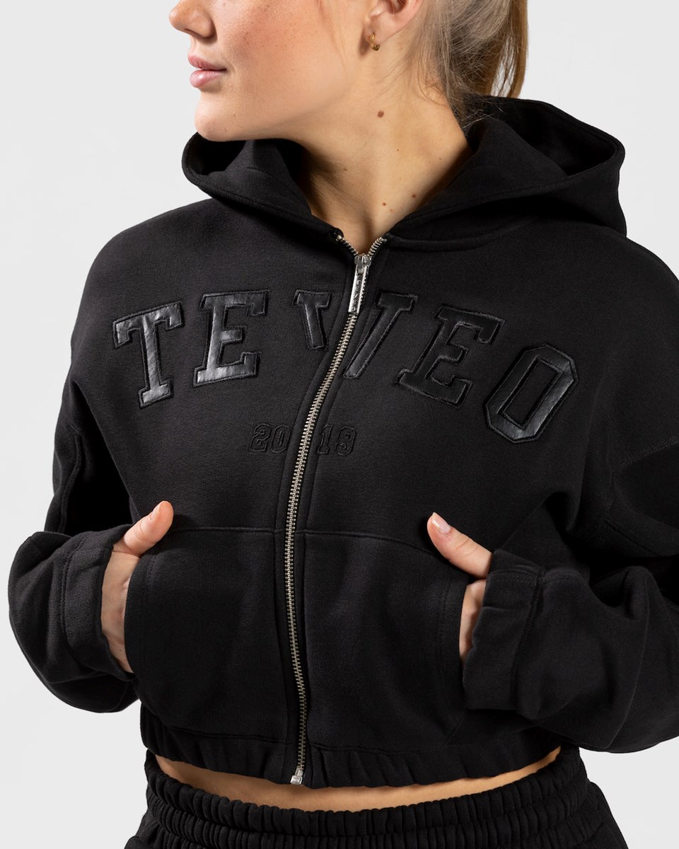 TEVEO College Zip Hoodie Černé | BXCT-86357