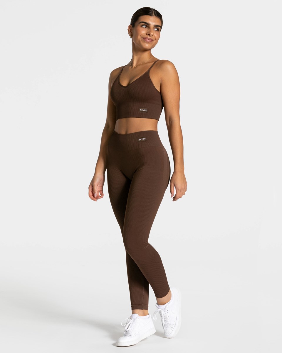 TEVEO Elegantní Cross Top Tmavě Hnědé | CJMU-24036