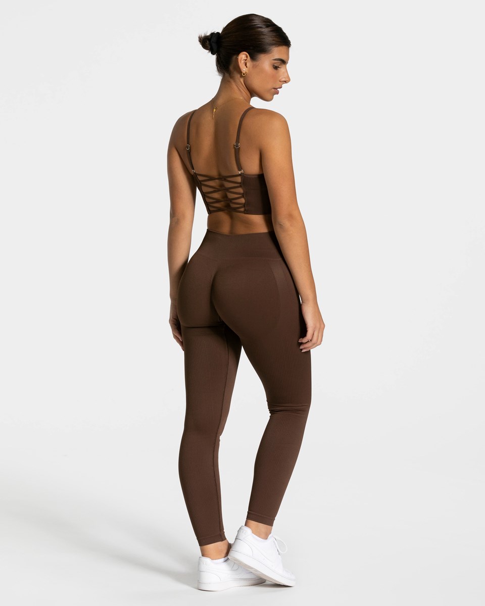 TEVEO Elegantní Cross Top Tmavě Hnědé | CJMU-24036