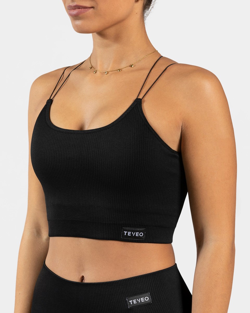 TEVEO Elegantní Páskové Top Černé | ROVZ-73821