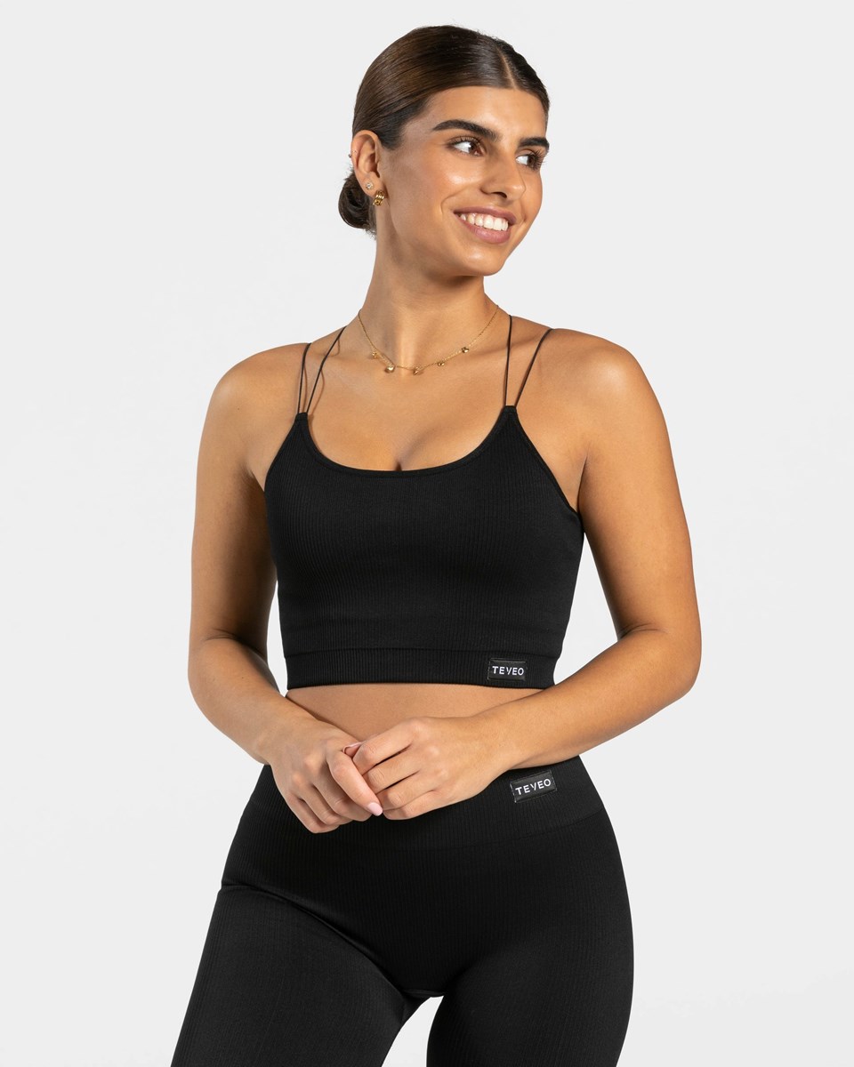 TEVEO Elegantní Páskové Top Černé | ROVZ-73821