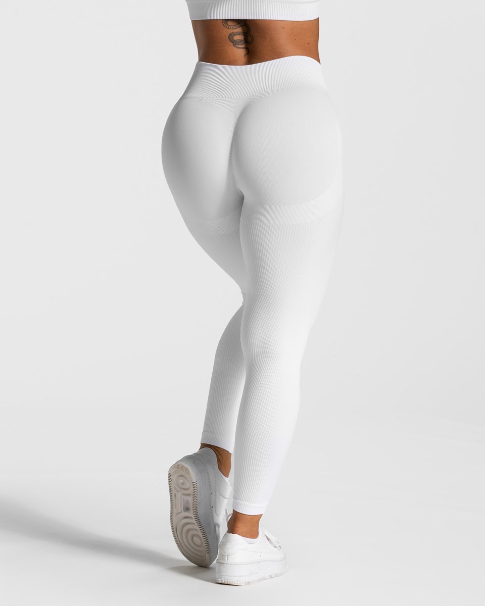 TEVEO Elegantní Scrunch Leggings Bílé | LRYF-51964