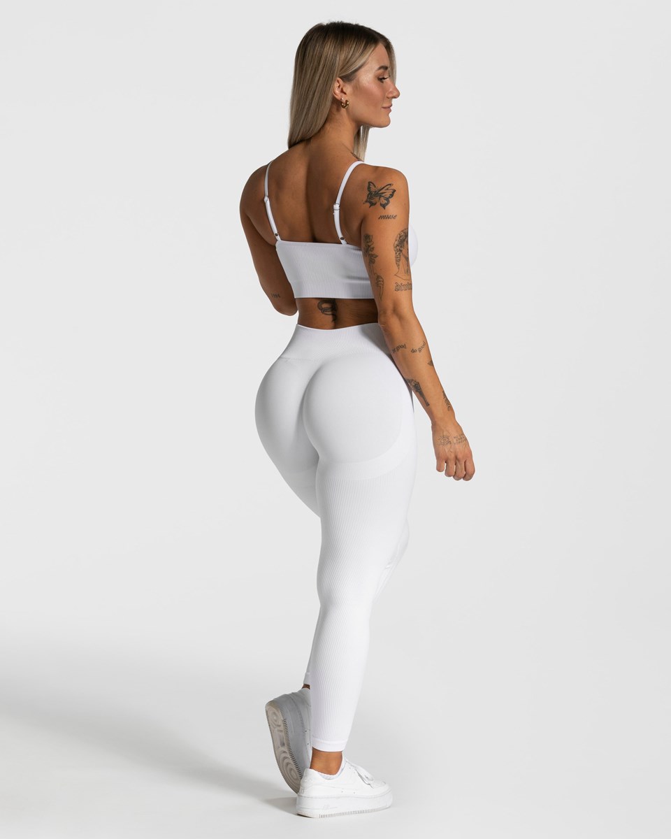 TEVEO Elegantní Scrunch Leggings Bílé | LRYF-51964