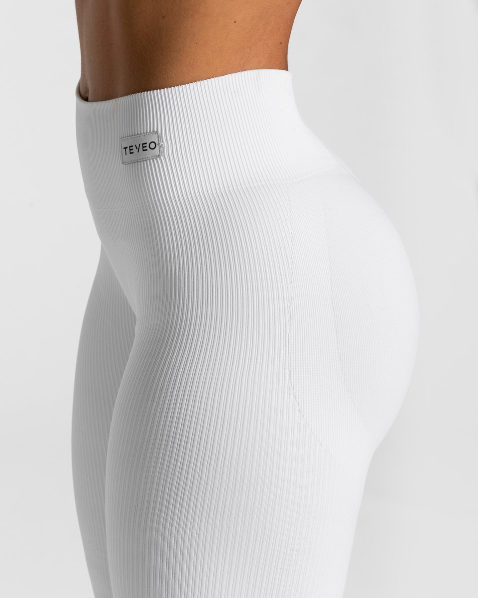 TEVEO Elegantní Scrunch Leggings Bílé | LRYF-51964