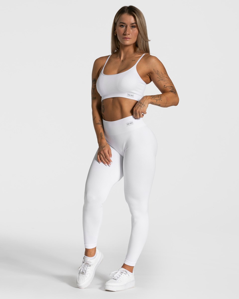 TEVEO Elegantní Scrunch Leggings Bílé | LRYF-51964