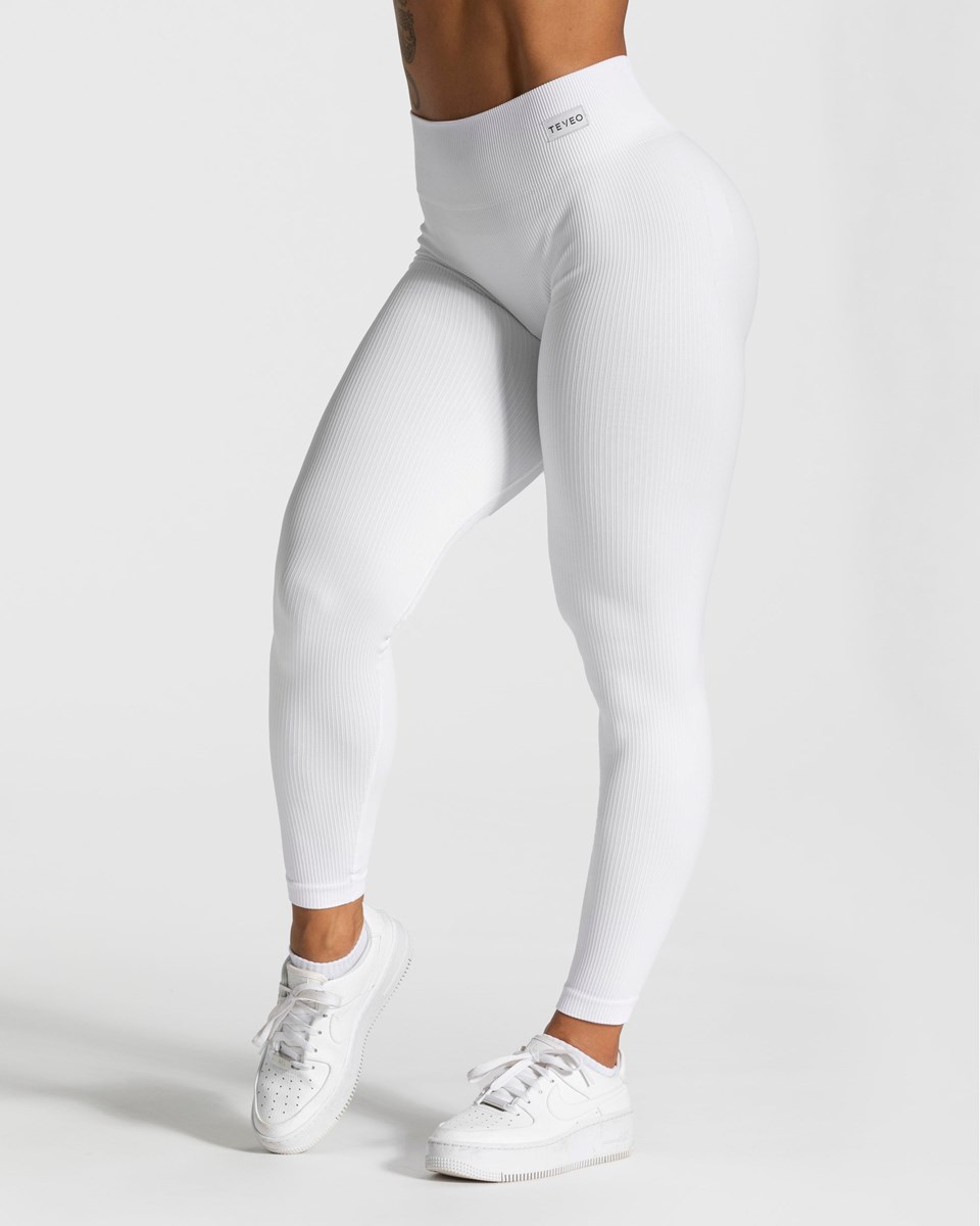 TEVEO Elegantní Scrunch Leggings Bílé | LRYF-51964
