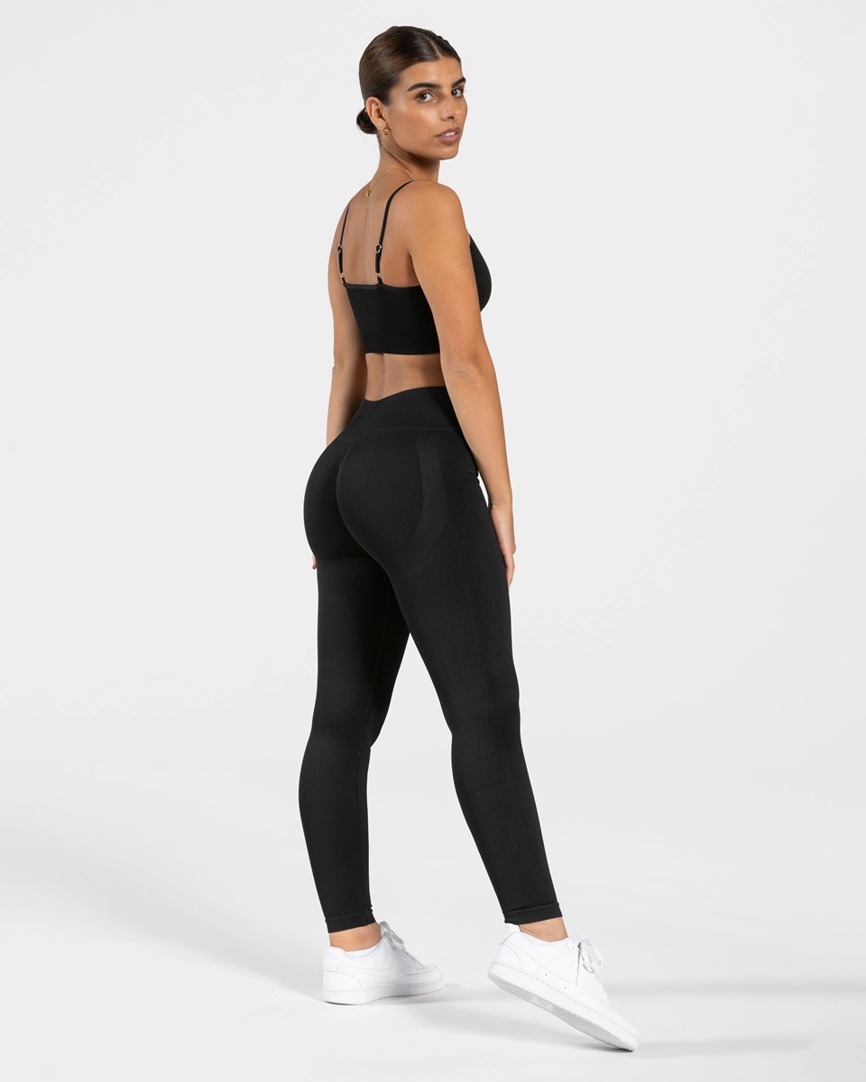 TEVEO Elegantní Scrunch Leggings Černé | KOIW-51963