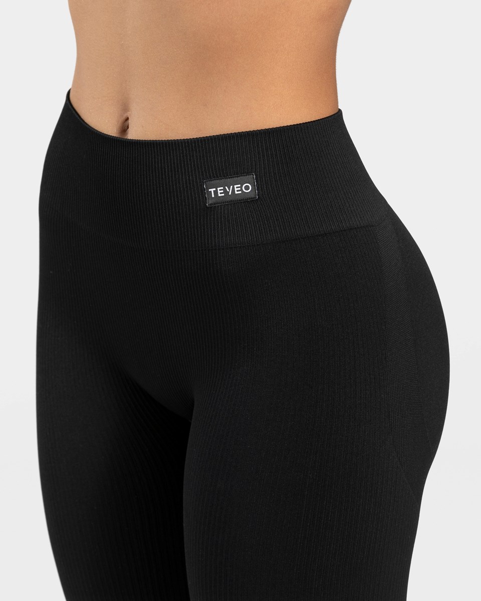 TEVEO Elegantní Scrunch Leggings Černé | KOIW-51963