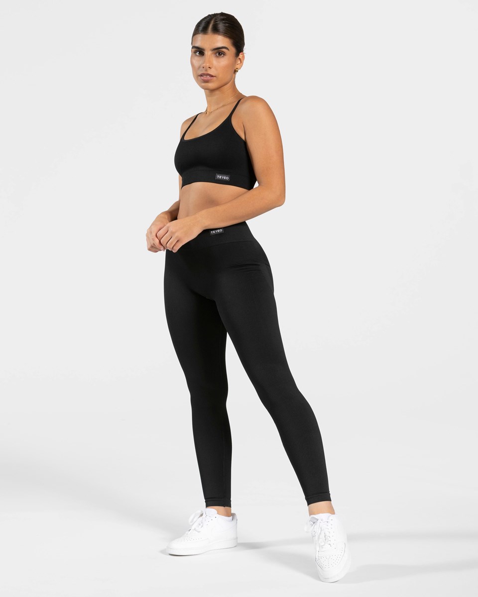 TEVEO Elegantní Scrunch Leggings Černé | KOIW-51963