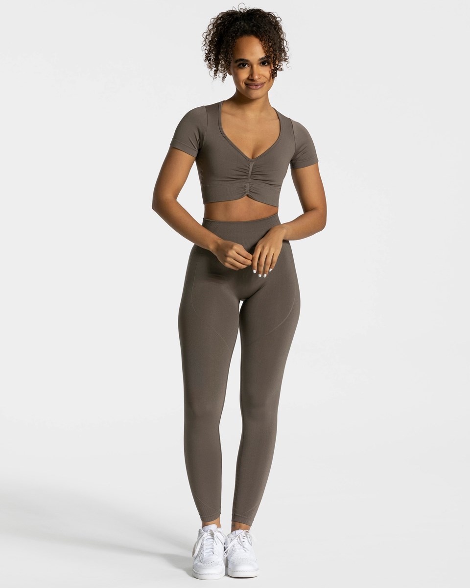 TEVEO Focus Crop Top Taupe | BZWA-15780