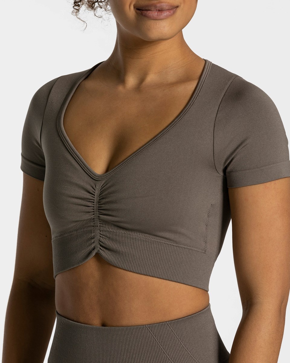 TEVEO Focus Crop Top Taupe | BZWA-15780