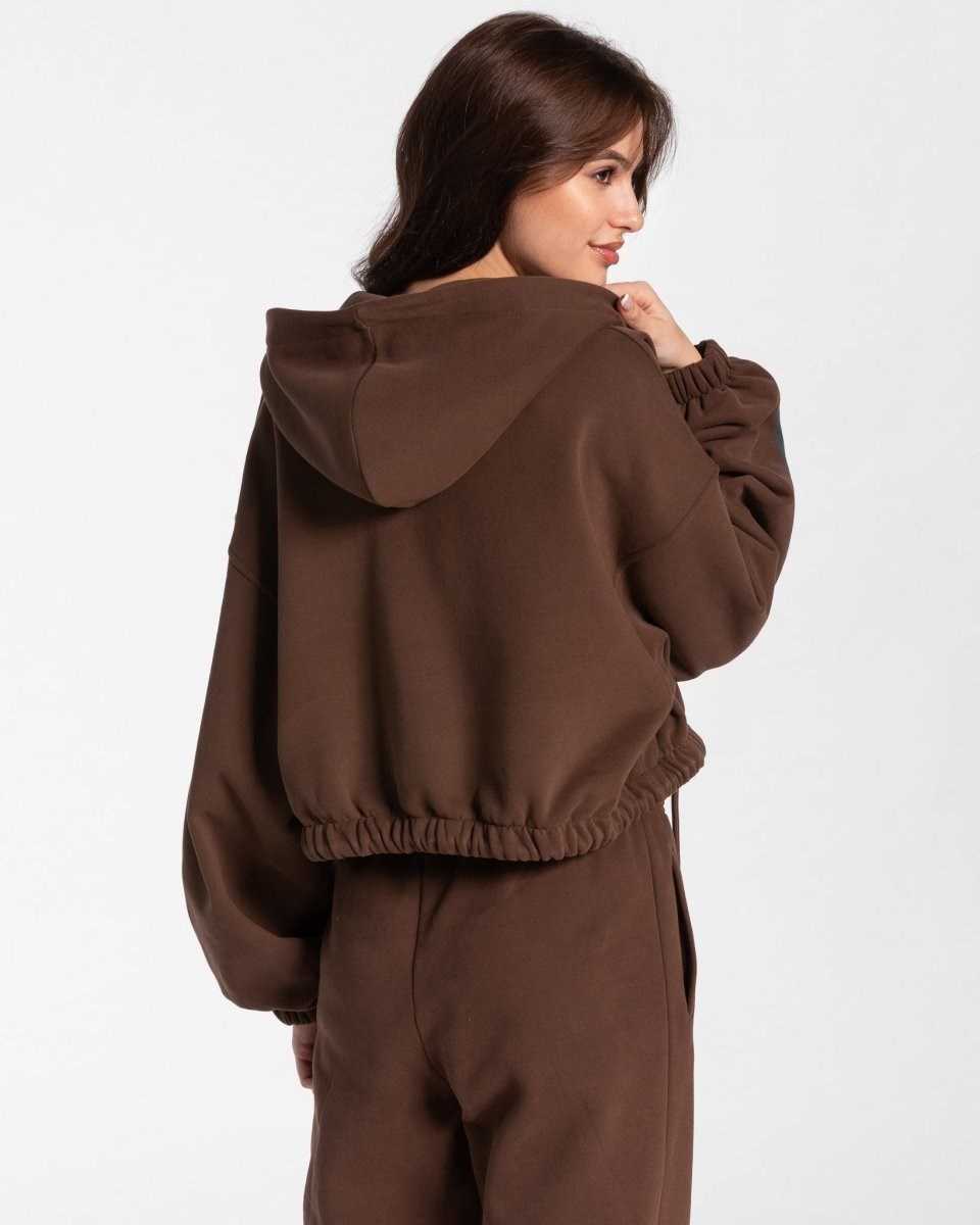 TEVEO Iconic Oversized Zip Hoodie Braun | EJSL-28690