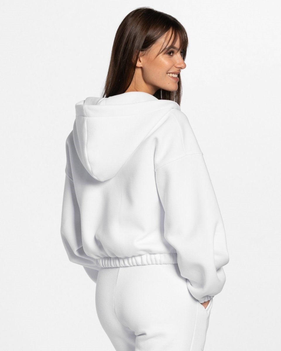 TEVEO Iconic Oversized Zip Hoodie Bílé | NMUT-50672
