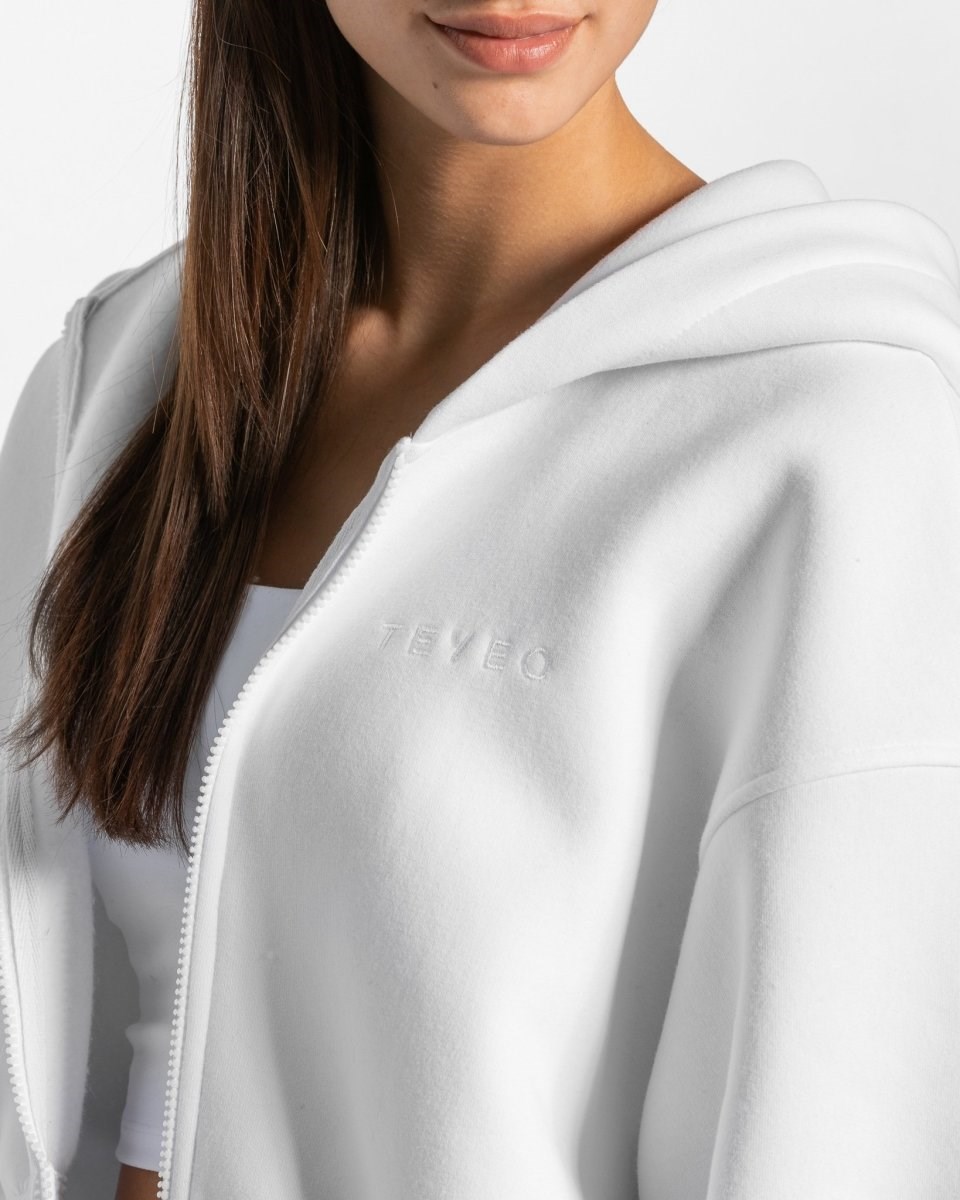 TEVEO Iconic Oversized Zip Hoodie Bílé | NMUT-50672