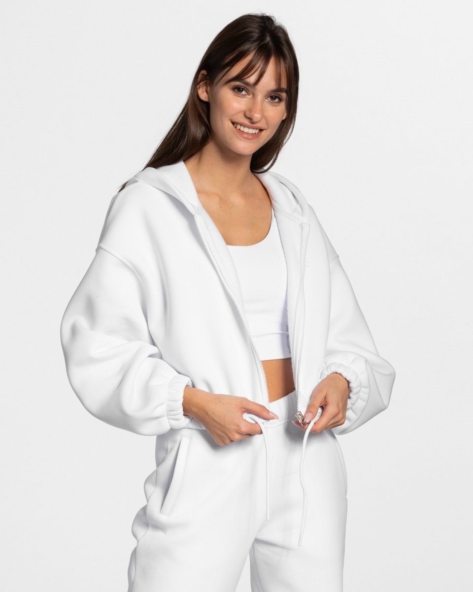 TEVEO Iconic Oversized Zip Hoodie Bílé | NMUT-50672