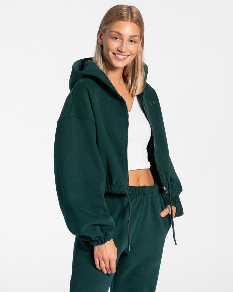 TEVEO Iconic Oversized Zip Hoodie Tmavě Zelene | CXKI-91765