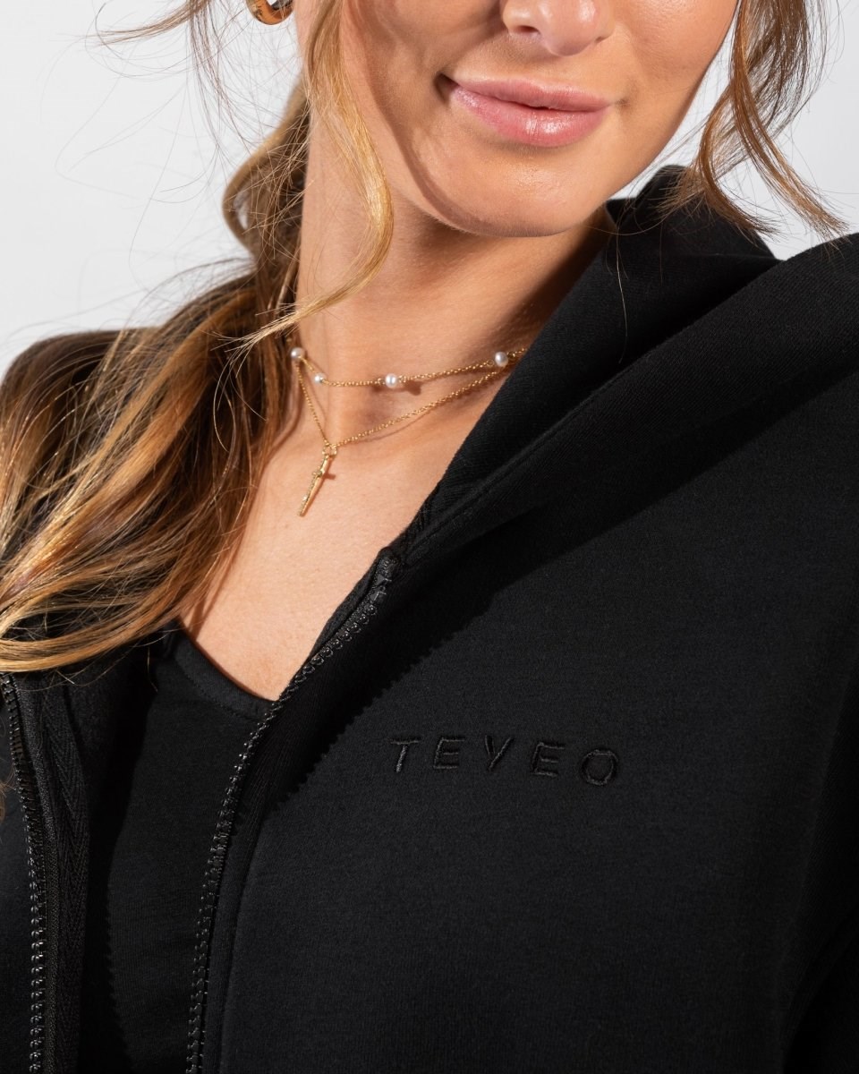 TEVEO Iconic Oversized Zip Hoodie Černé | NCTJ-50428