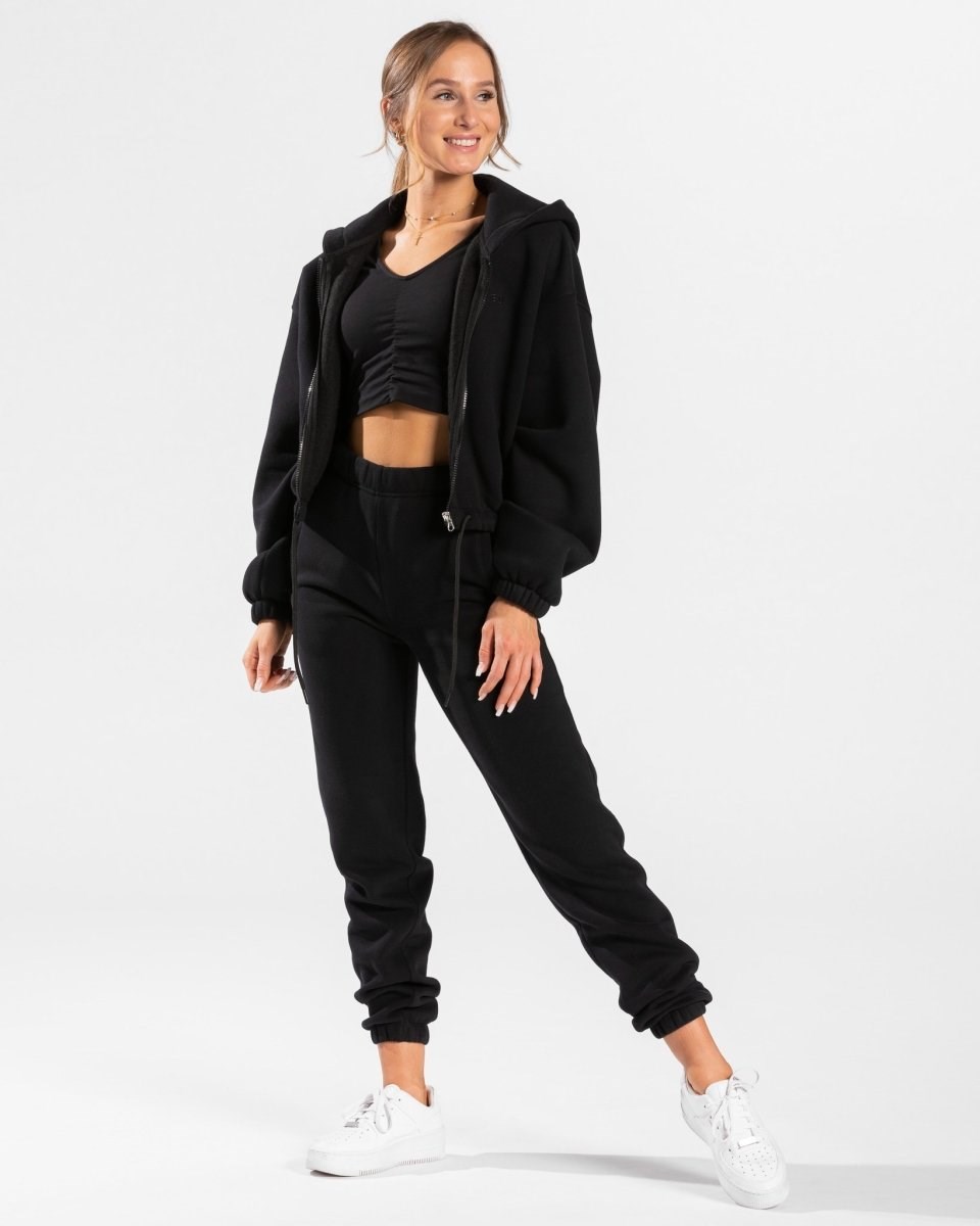 TEVEO Iconic Oversized Zip Hoodie Černé | NCTJ-50428