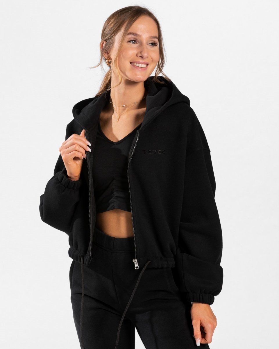 TEVEO Iconic Oversized Zip Hoodie Černé | NCTJ-50428