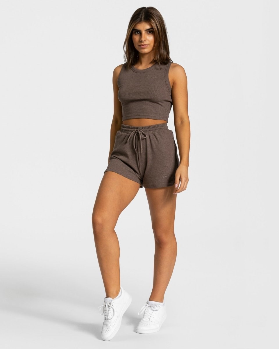 TEVEO Lounge Crop Top Tmavě Hnědé | ZCGJ-70521