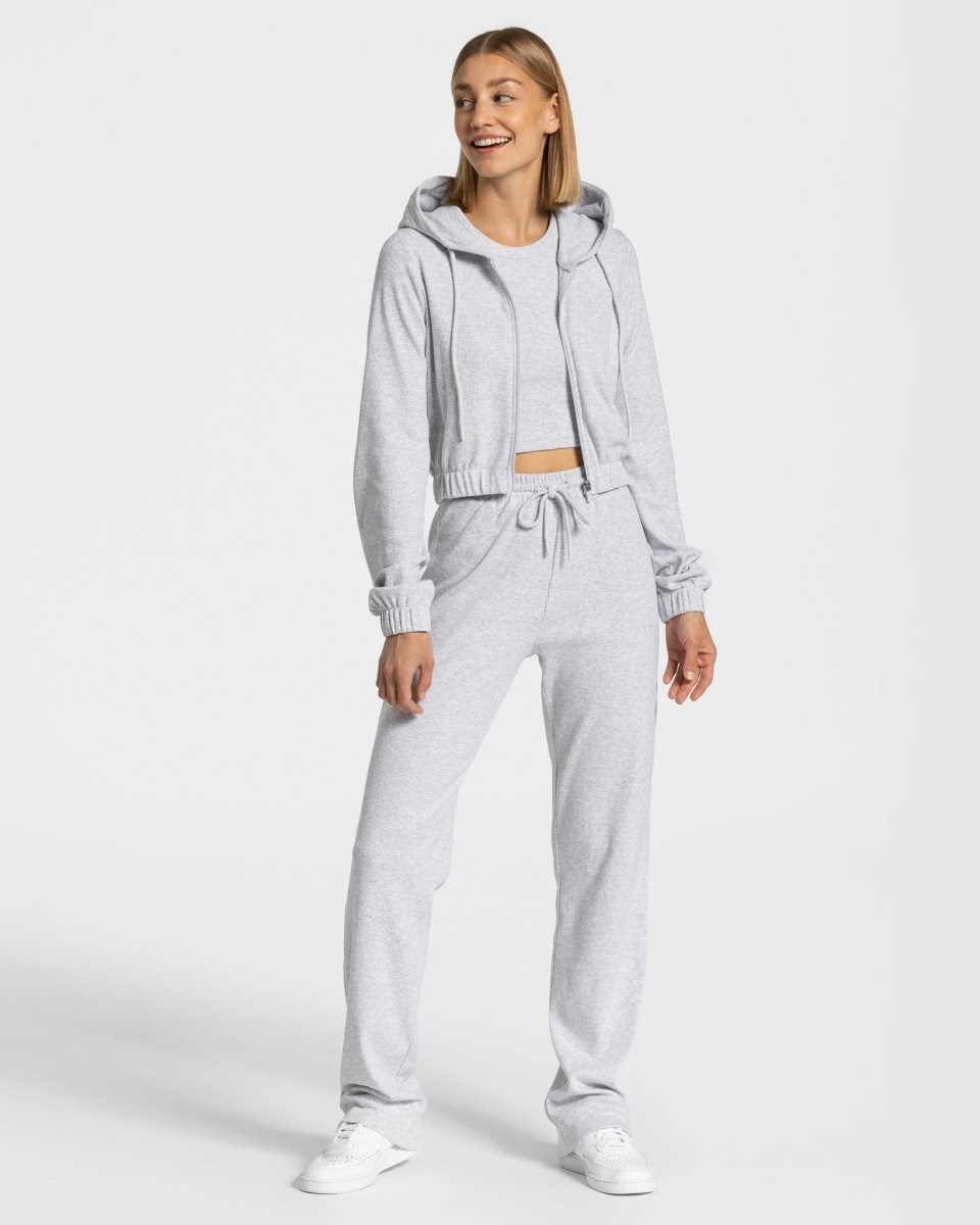 TEVEO Lounge Zip Hoodie Světle Šedé | WDMH-74269