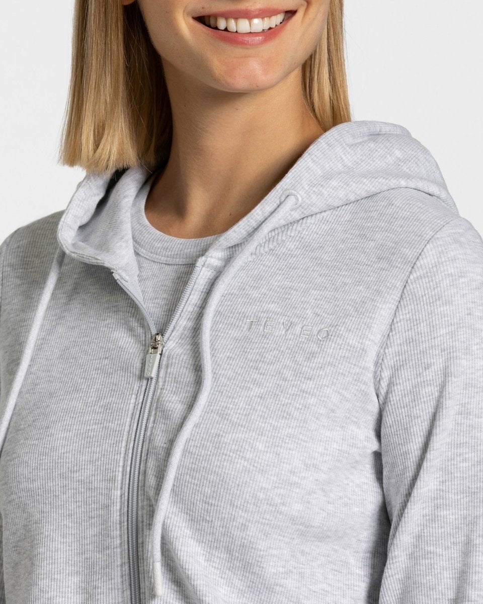 TEVEO Lounge Zip Hoodie Světle Šedé | WDMH-74269