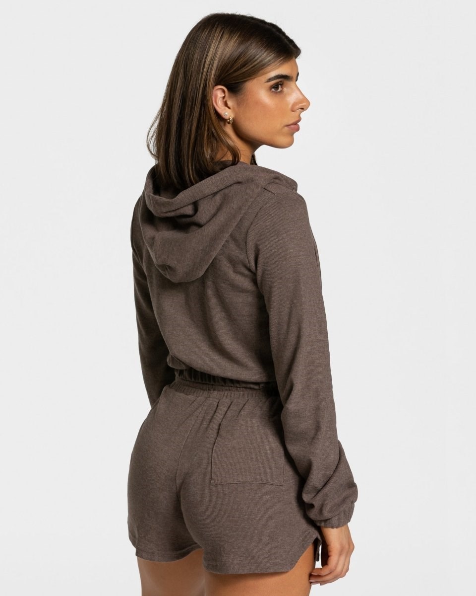 TEVEO Lounge Zip Hoodie Tmavě Hnědé | ZODA-02435