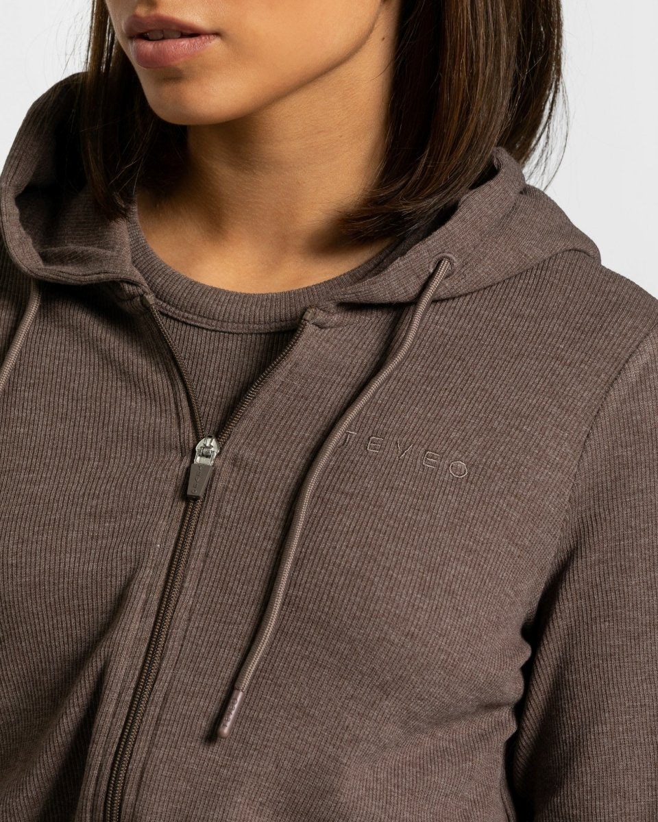 TEVEO Lounge Zip Hoodie Tmavě Hnědé | ZODA-02435