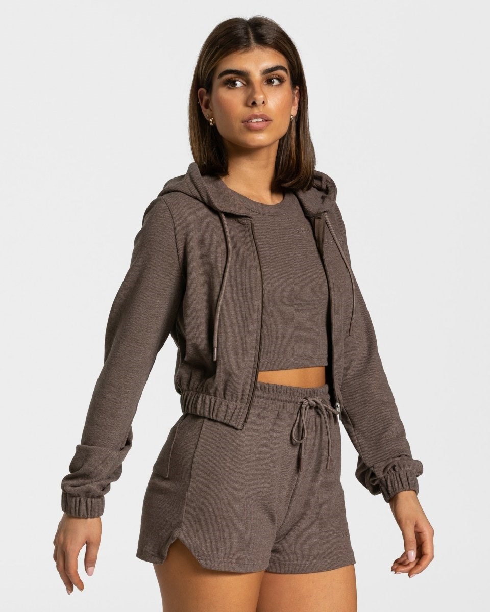 TEVEO Lounge Zip Hoodie Tmavě Hnědé | ZODA-02435