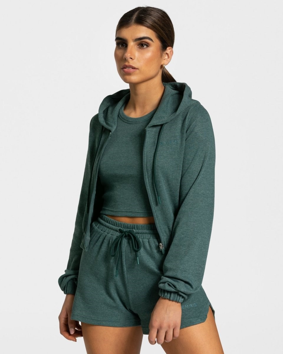 TEVEO Lounge Zip Hoodie Tmavě Zelene | WPLC-65830