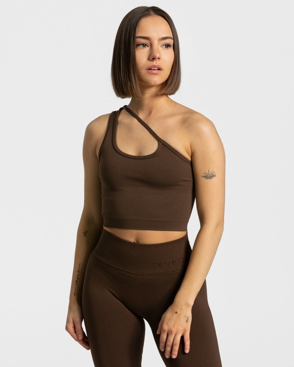 TEVEO Sassy One Shoulder Top Braun | ATPJ-47356