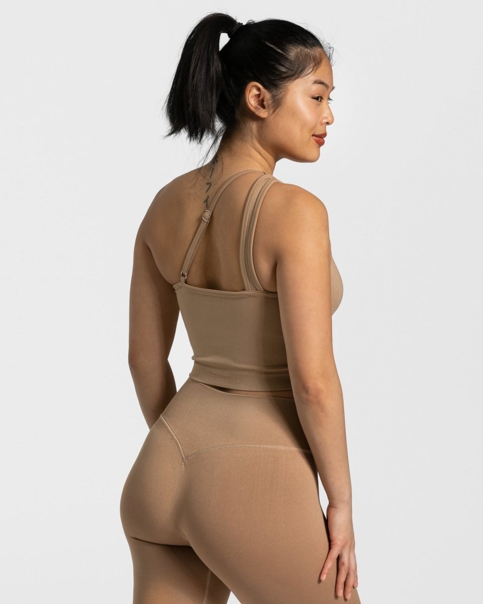 TEVEO Sassy One Shoulder Top Béžový | DIZW-39652